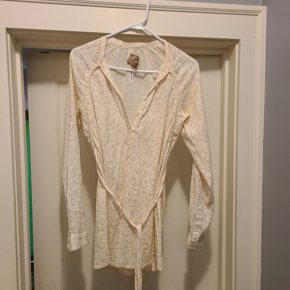 Free People Oatmeal Colored Fall Shirt